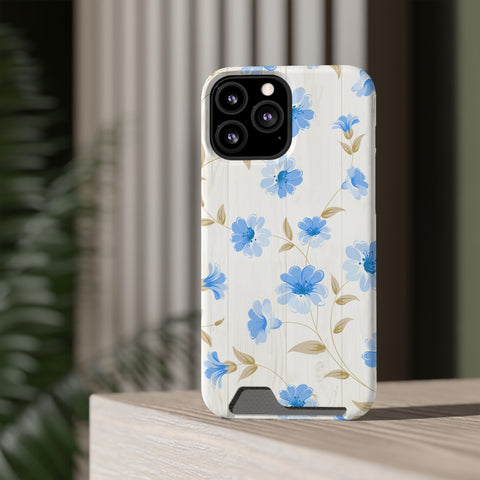 Blue Floral - Card Holder Cases - phone cases Blue Floral - Card Holder Cases - phone cases