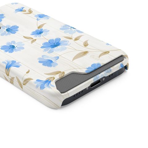 Blue Floral - Card Holder Cases - phone cases Blue Floral - Card Holder Cases - phone cases