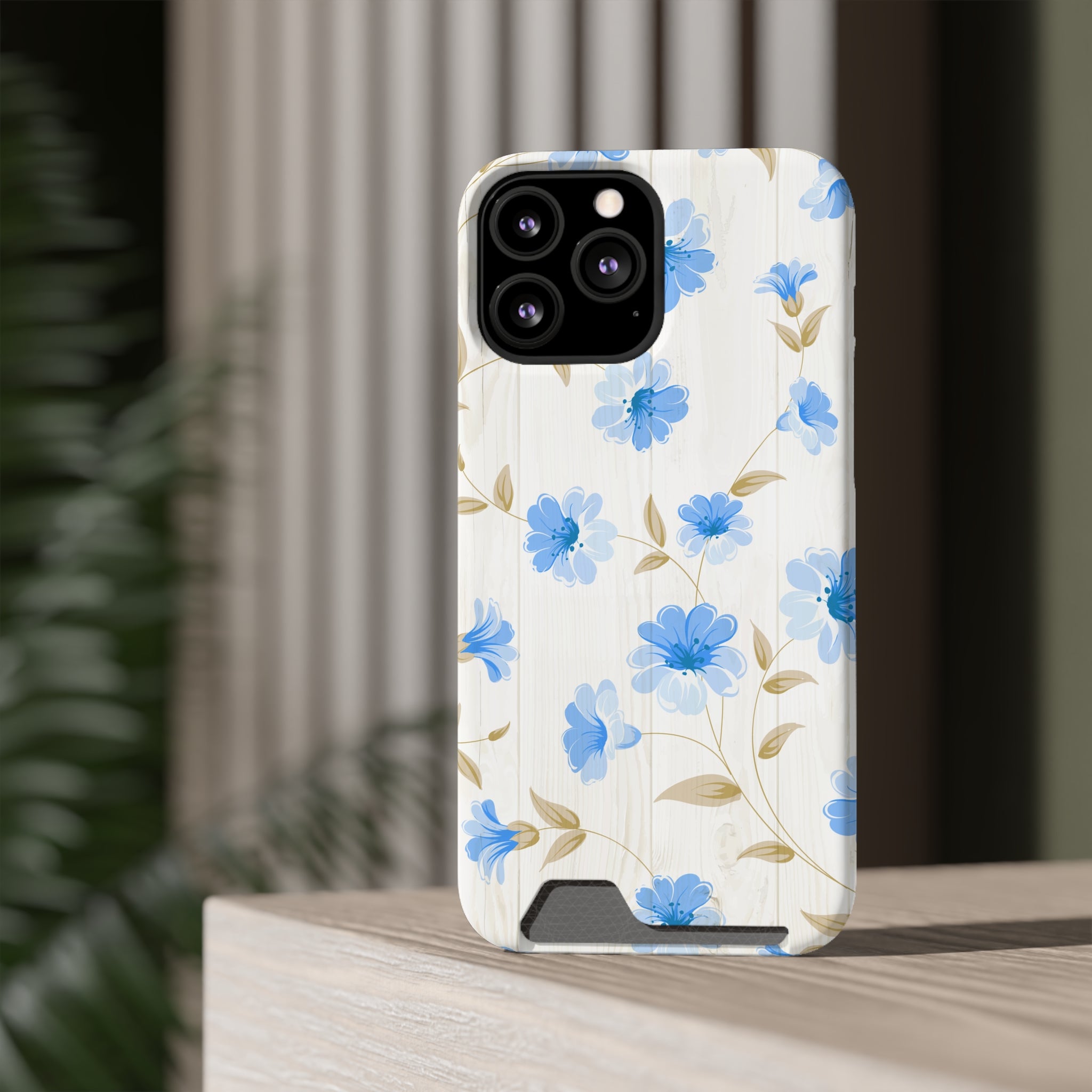 Blue Floral - Card Holder Cases - phone cases Blue Floral - Card Holder Cases - phone cases