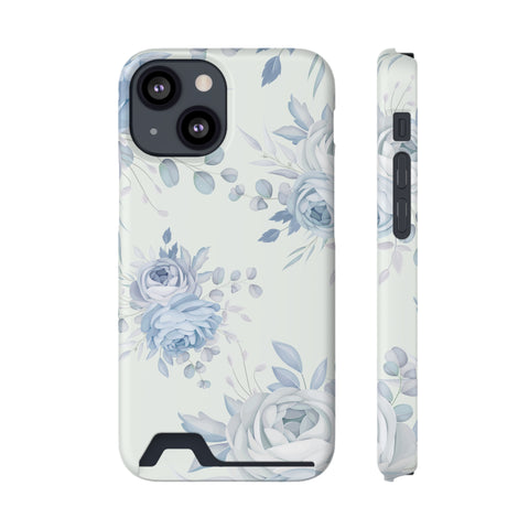 Classic Blue Floral - Card Holder Cases iPhone 13 Mini Matte Without gift packaging - phone cases Classic Blue Floral - Card Holder Cases iPhone 13 Mini Matte Without gift packaging - phone cases