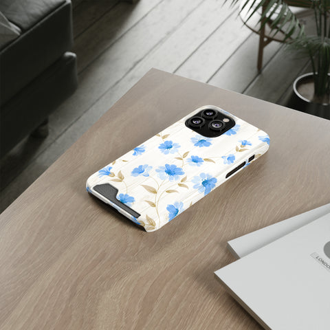 Blue Floral - Card Holder Cases - phone cases Blue Floral - Card Holder Cases - phone cases