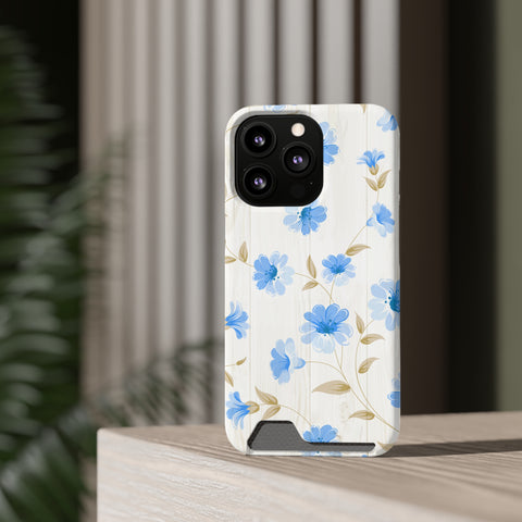 Blue Floral - Card Holder Cases - phone cases Blue Floral - Card Holder Cases - phone cases