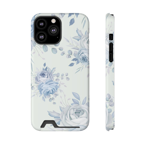 Classic Blue Floral - Card Holder Cases iPhone 13 Pro Max Matte With gift packaging - phone cases Classic Blue Floral - Card Holder Cases iPhone 13 Pro Max Matte With gift packaging - phone cases