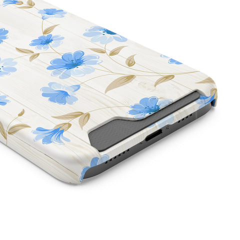 Blue Floral - Card Holder Cases - phone cases Blue Floral - Card Holder Cases - phone cases