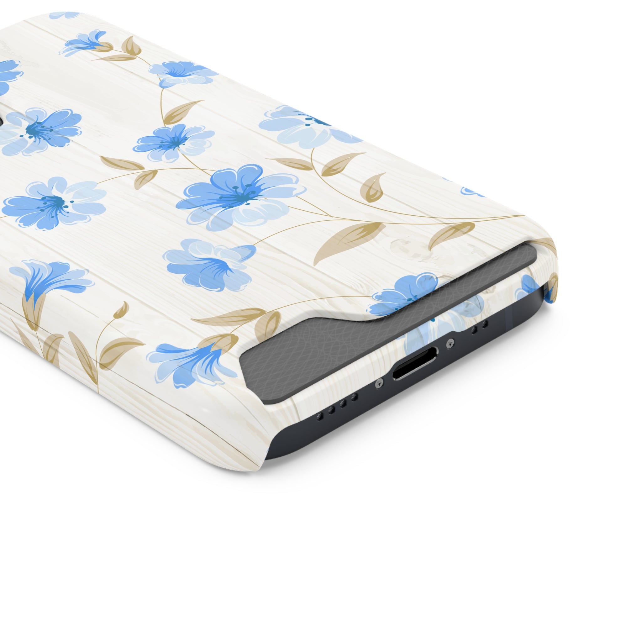 Blue Floral - Card Holder Cases - phone cases Blue Floral - Card Holder Cases - phone cases