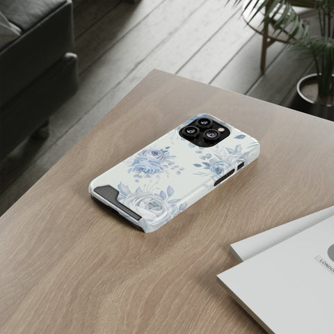 Classic Blue Floral - Card Holder Cases - phone cases Classic Blue Floral - Card Holder Cases - phone cases