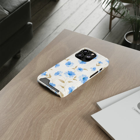 Blue Floral - Card Holder Cases - phone cases Blue Floral - Card Holder Cases - phone cases