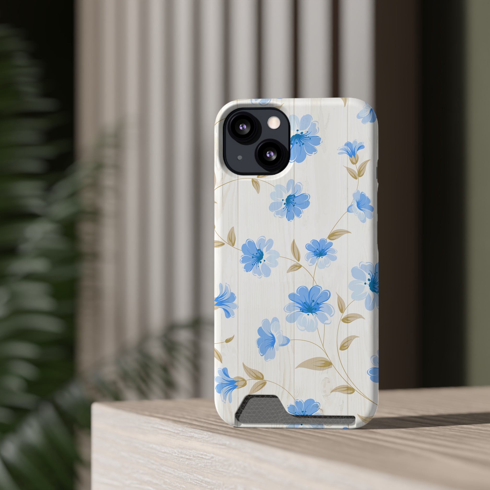 Blue Floral - Card Holder Cases - phone cases Blue Floral - Card Holder Cases - phone cases