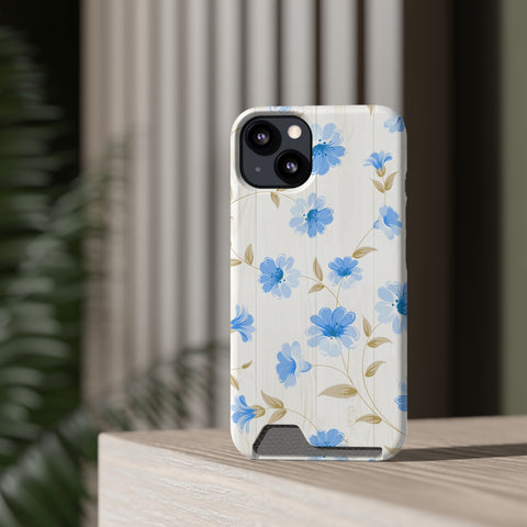 Blue Floral - Card Holder Cases - phone cases Blue Floral - Card Holder Cases - phone cases