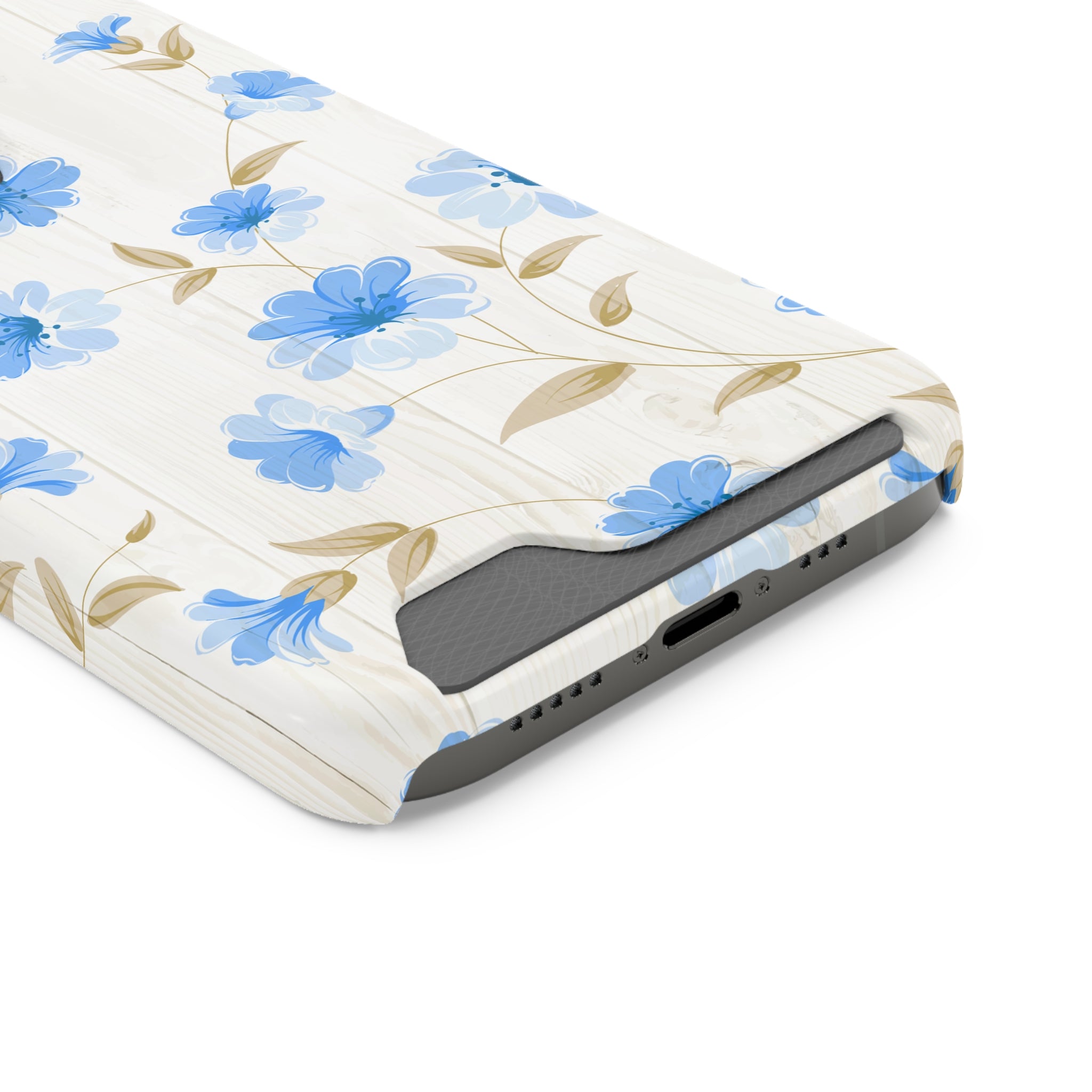 Blue Floral - Card Holder Cases - phone cases Blue Floral - Card Holder Cases - phone cases