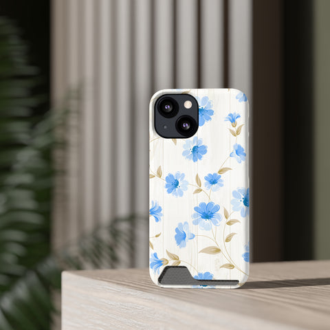 Blue Floral - Card Holder Cases - phone cases Blue Floral - Card Holder Cases - phone cases