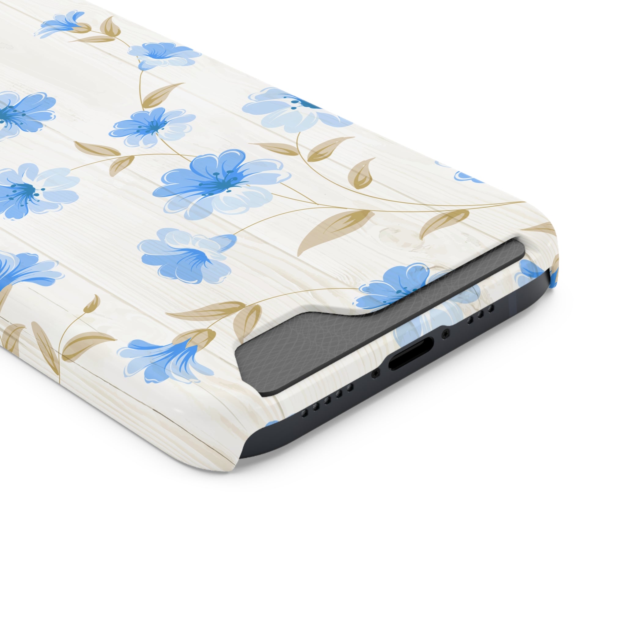 Blue Floral - Card Holder Cases - phone cases Blue Floral - Card Holder Cases - phone cases