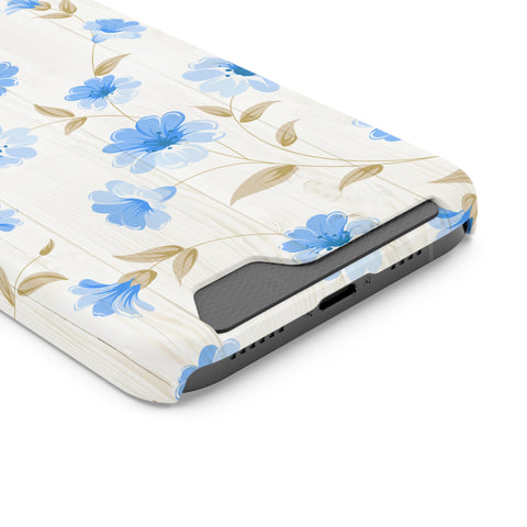 Blue Floral - Card Holder Cases - phone cases Blue Floral - Card Holder Cases - phone cases