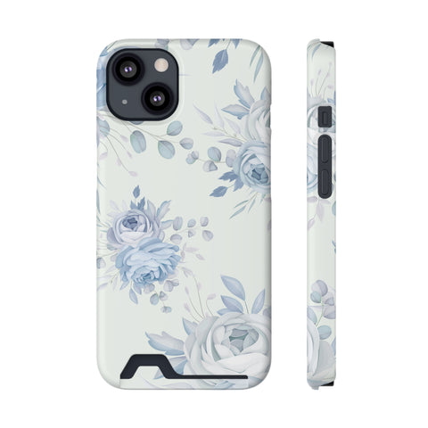 Classic Blue Floral - Card Holder Cases iPhone 13 Matte Without gift packaging - phone cases Classic Blue Floral - Card Holder Cases iPhone 13 Matte Without gift packaging - phone cases