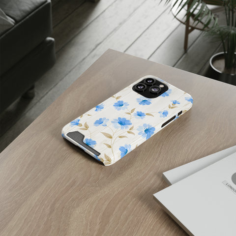 Blue Floral - Card Holder Cases - phone cases Blue Floral - Card Holder Cases - phone cases