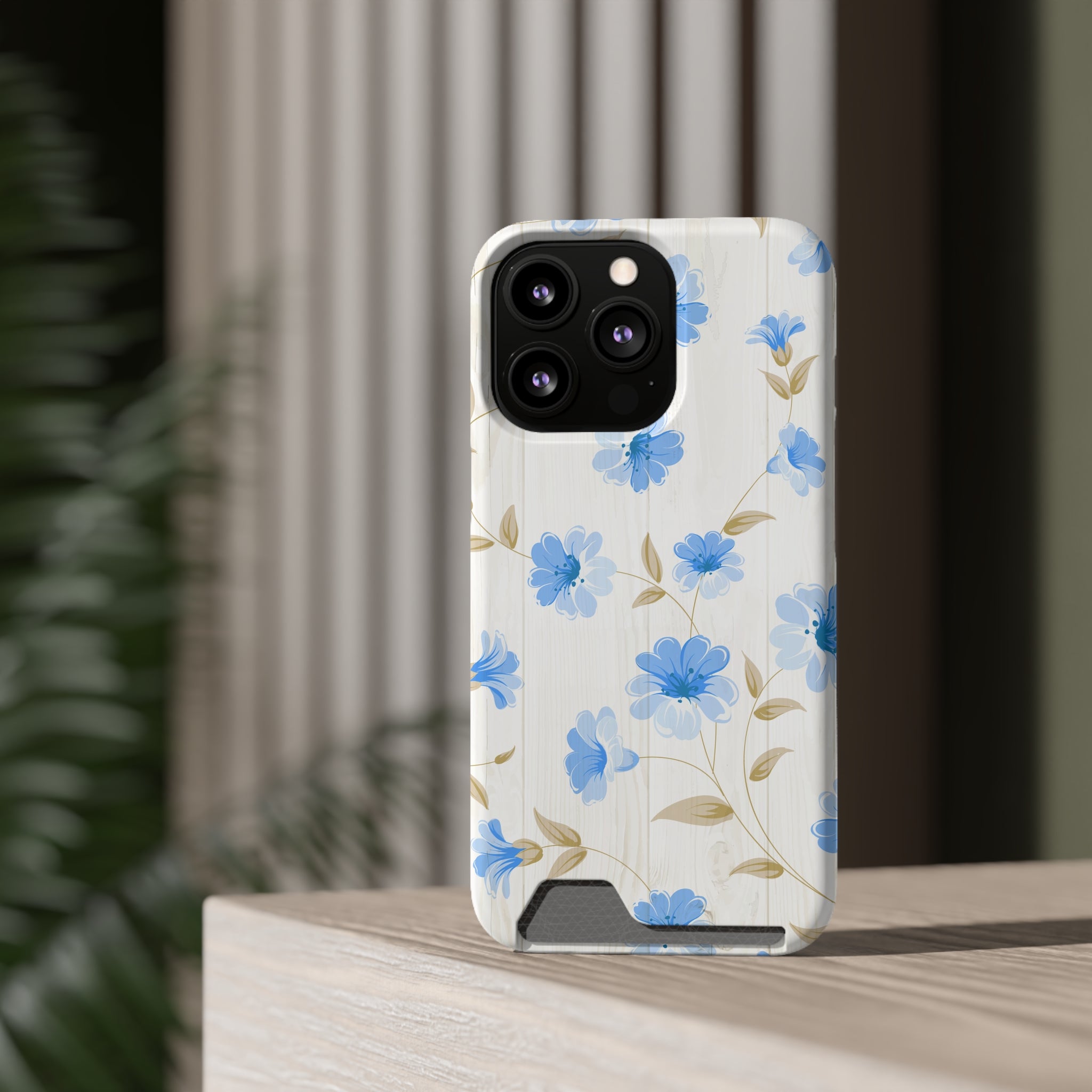 Blue Floral - Card Holder Cases - phone cases Blue Floral - Card Holder Cases - phone cases