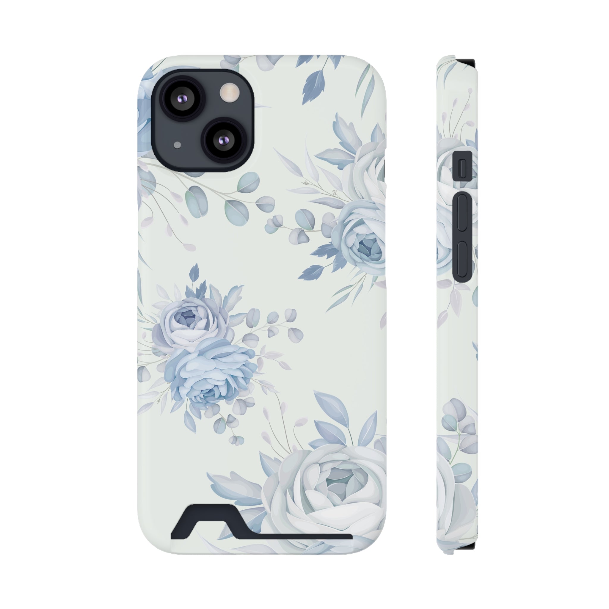 Classic Blue Floral - Card Holder Cases iPhone 13 Glossy Without gift packaging - phone cases Classic Blue Floral - Card Holder Cases iPhone 13 Glossy Without gift packaging - phone cases