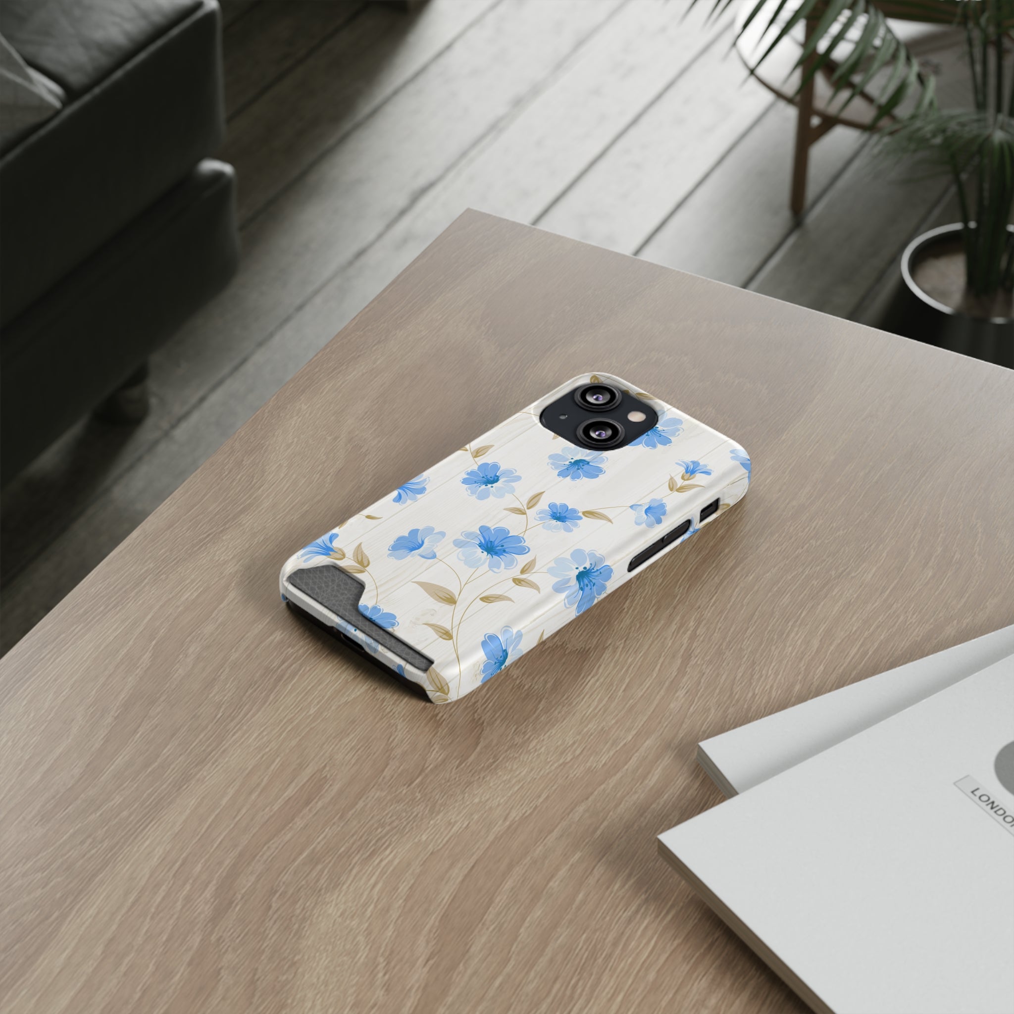 Blue Floral - Card Holder Cases - phone cases Blue Floral - Card Holder Cases - phone cases
