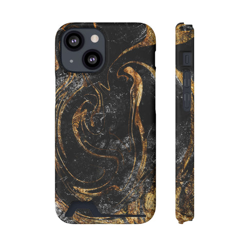 Golden Liquid Marble - Card Holder Cases iPhone 13 Mini Matte With gift packaging - phone cases