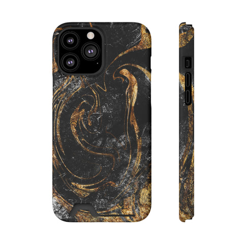 Golden Liquid Marble - Card Holder Cases iPhone 13 Pro Max Matte Without gift packaging - phone cases