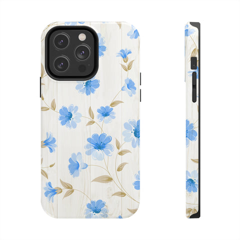 Blue Floral - iPhone Tough Cases iPhone 14 Pro Max - phone cases