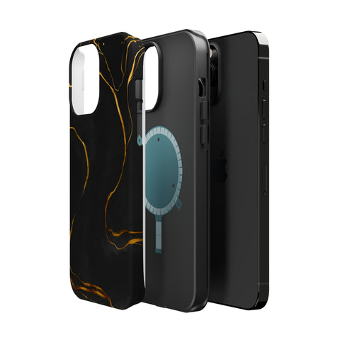 Black Cheetah Golden Marble - MagSafe Cases - phone cases