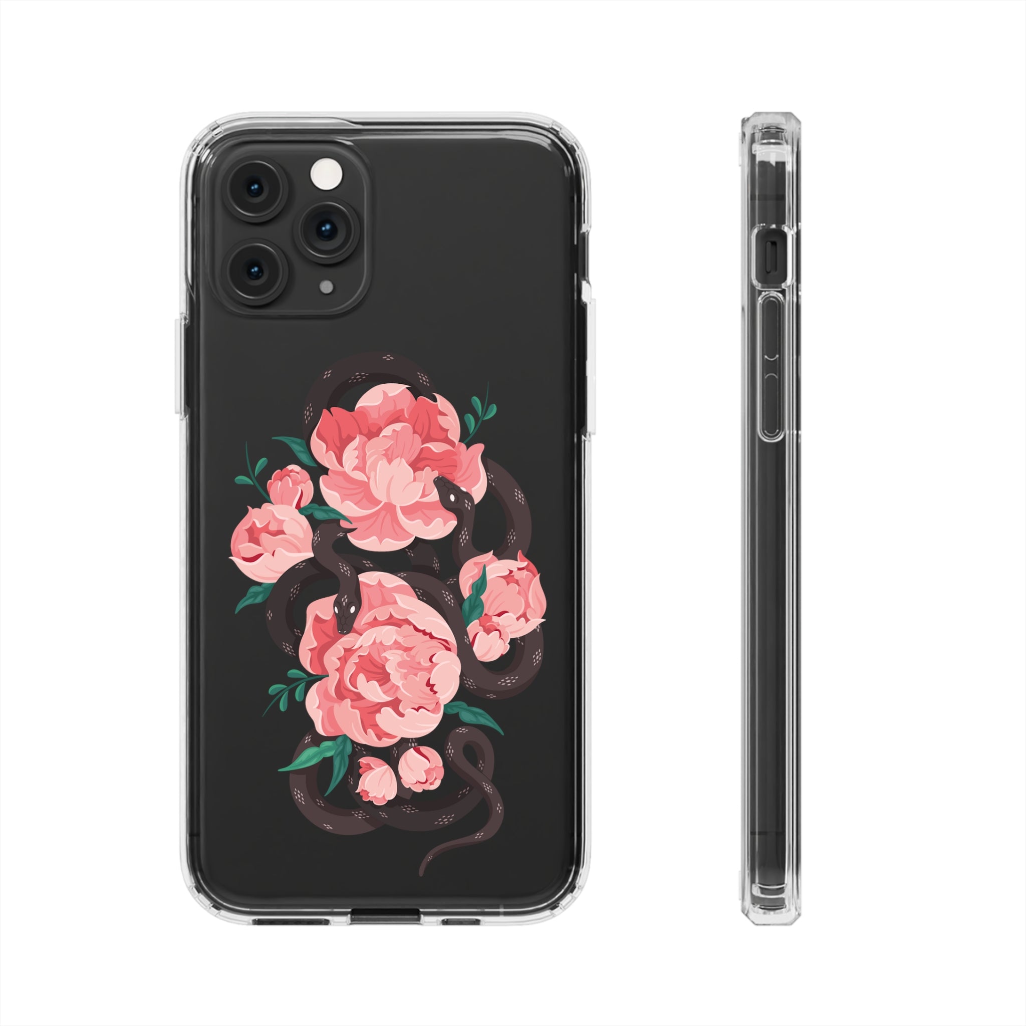 Snake with flowers - iPhone Clear Cases iPhone 11 Pro Without gift packaging - phone cases