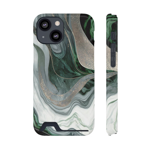 Green Marble - Card Holder Cases iPhone 13 Mini Glossy Without gift packaging - phone cases