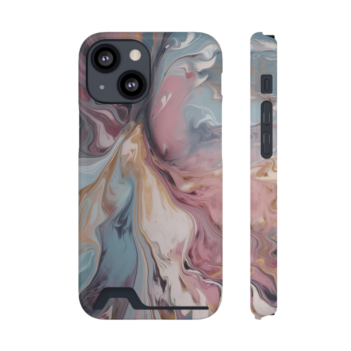 Liquid colored marble - Card Holder Cases iPhone 13 Mini Glossy Without gift packaging - phone cases