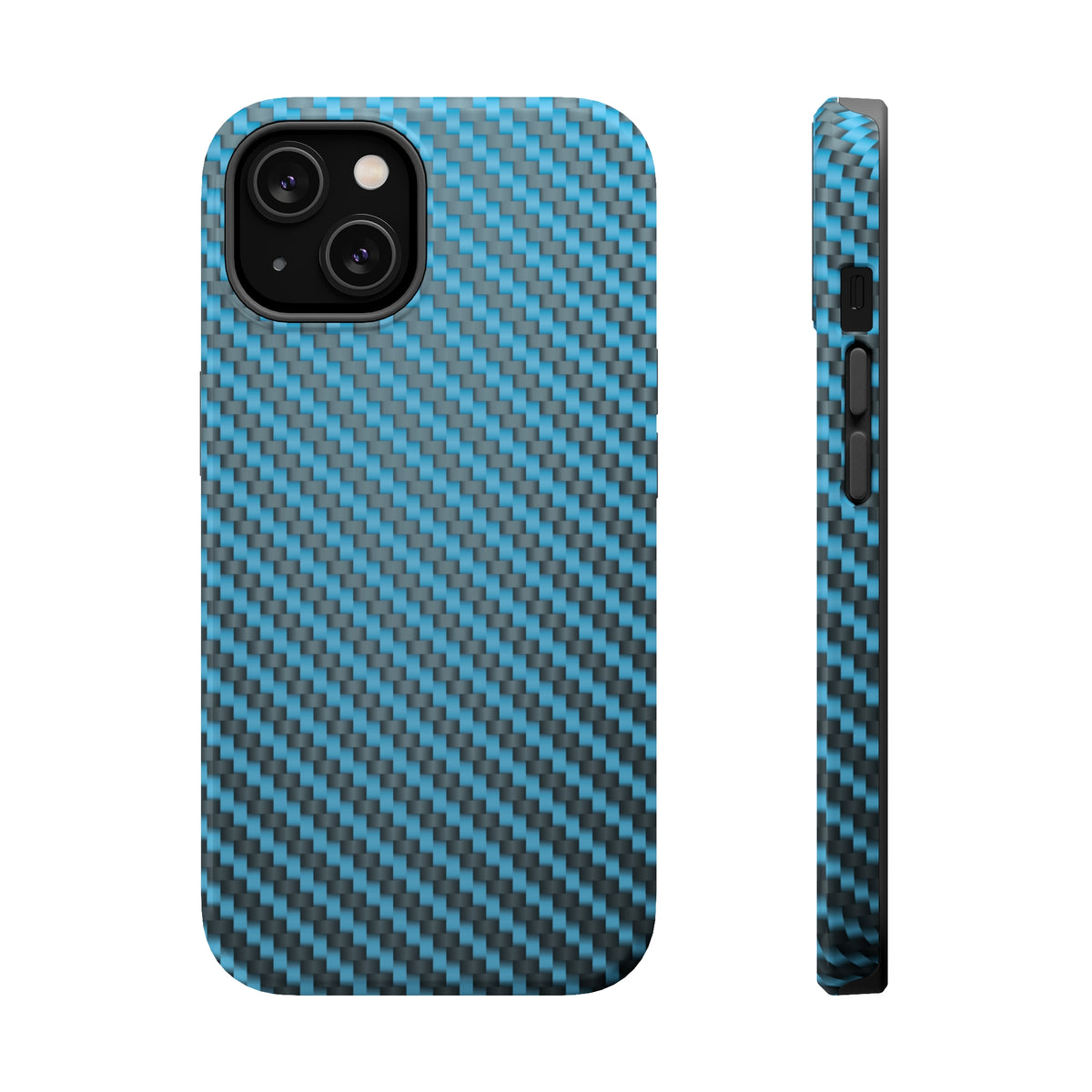 Blue carbon fiber - MagSafe Cases iPhone 14 Glossy - phone cases