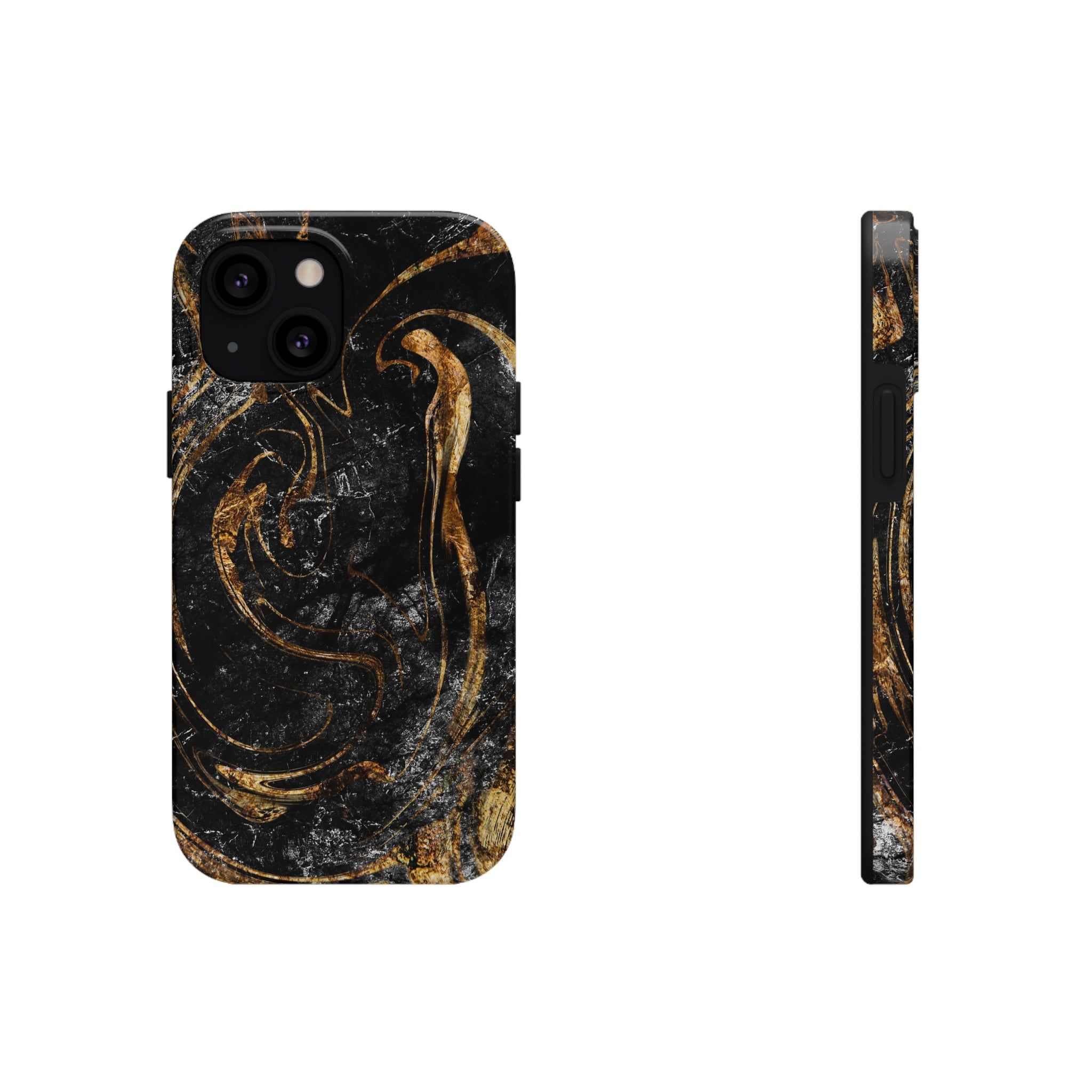 Golden Liquid Marble - iPhone Tough Cases iPhone 13 Mini - phone cases