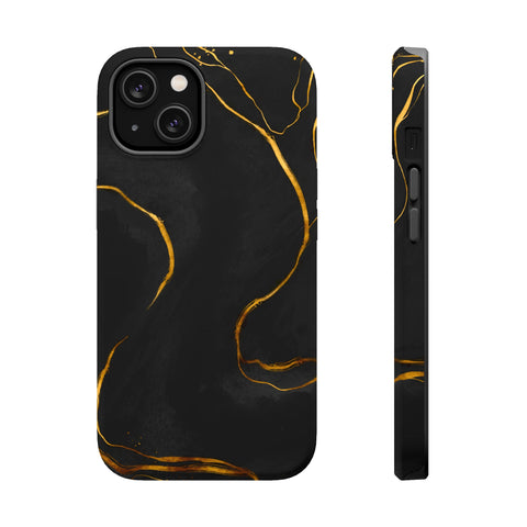 Black Cheetah Golden Marble - MagSafe Cases iPhone 14 Matte - phone cases