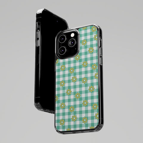 Checkerboard Flower - iPhone Clear Cases - phone cases