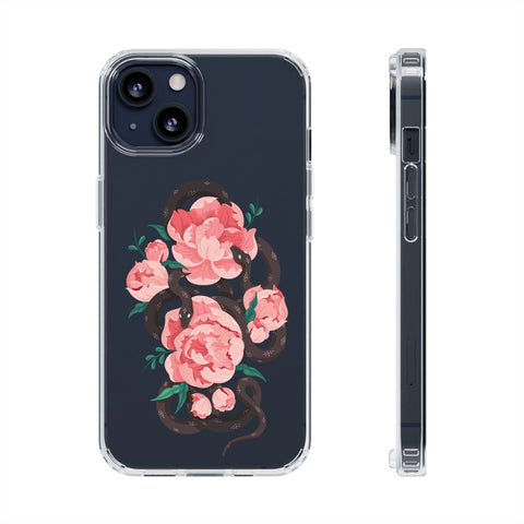 Snake with flowers - iPhone Clear Cases iPhone 13 Without gift packaging - phone cases