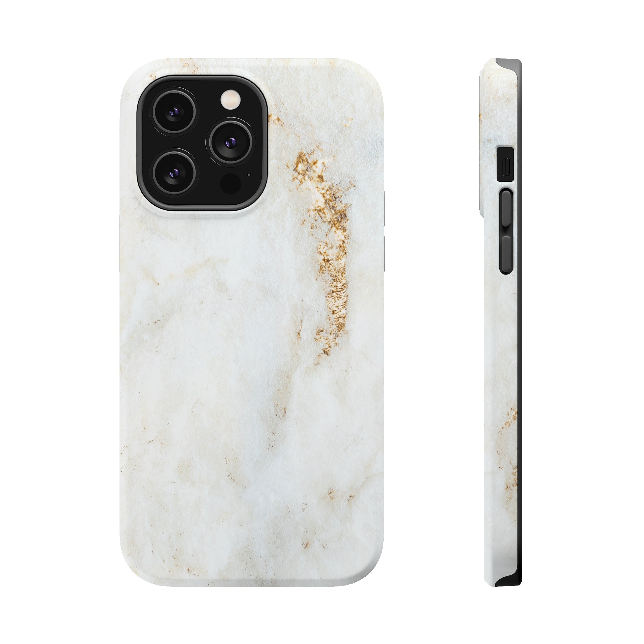 White Golden Marble - MagSafe Cases iPhone 14 Pro Max Matte - phone cases