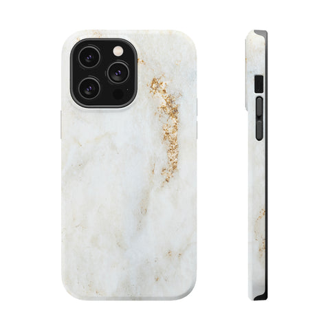 White Golden Marble - MagSafe Cases iPhone 14 Pro Max Matte - phone cases