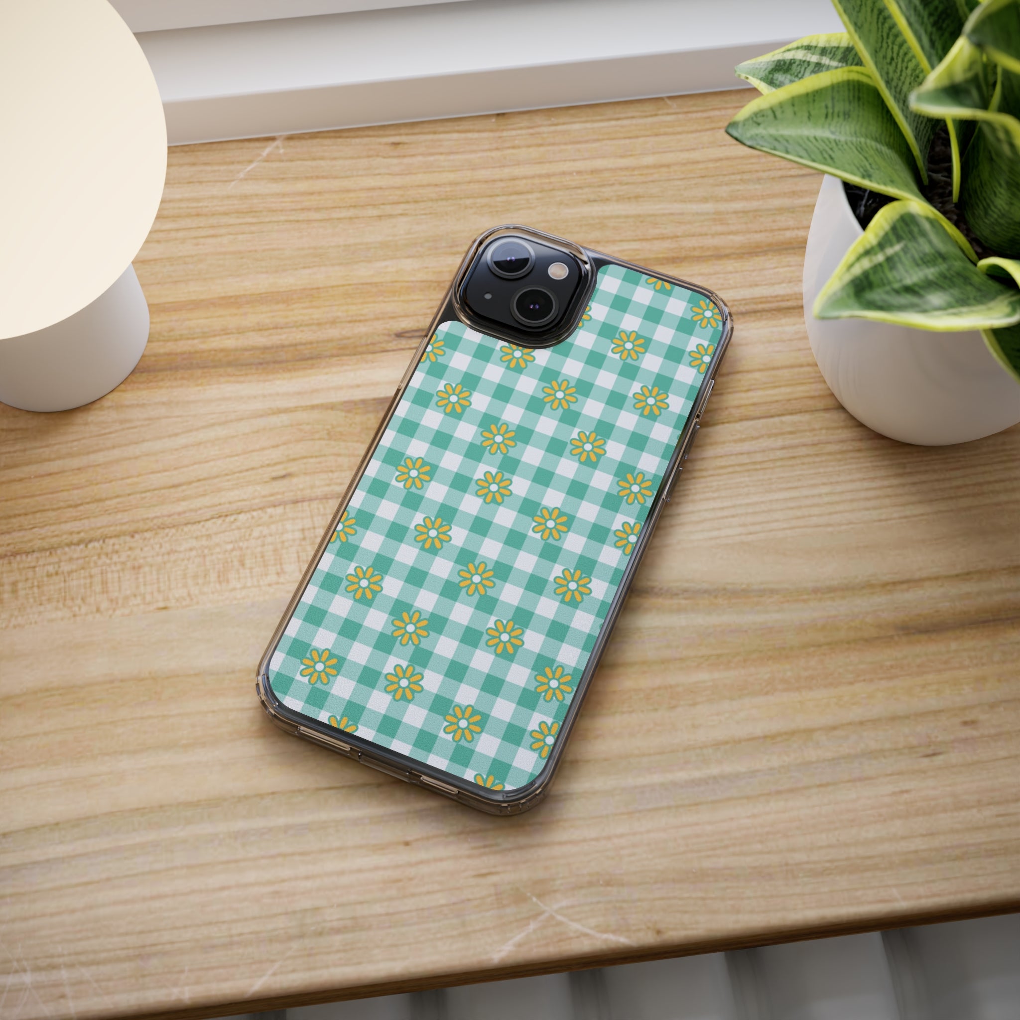 Checkerboard Flower - iPhone Clear Cases - phone cases