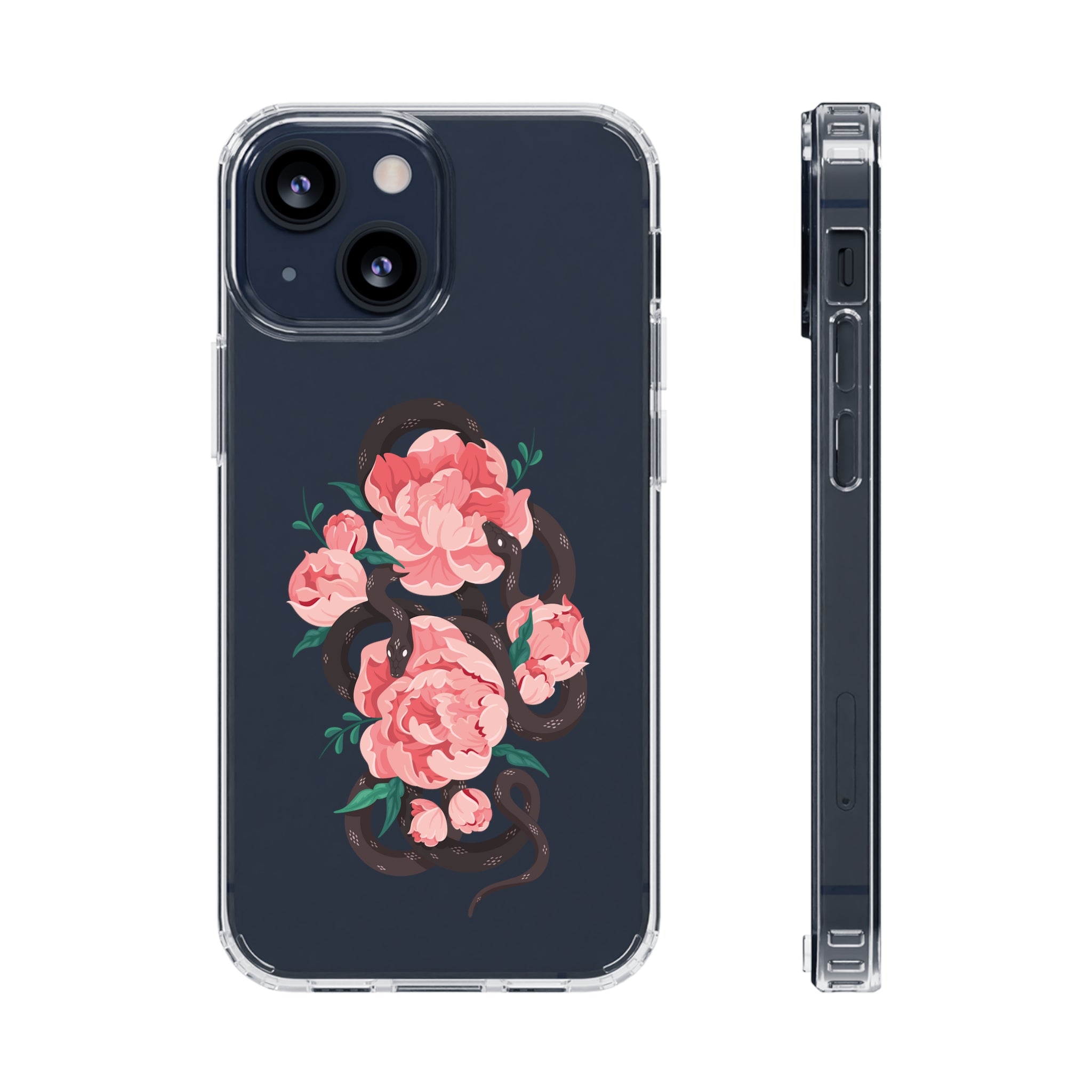 Snake with flowers - iPhone Clear Cases iPhone 13 Mini Without gift packaging - phone cases