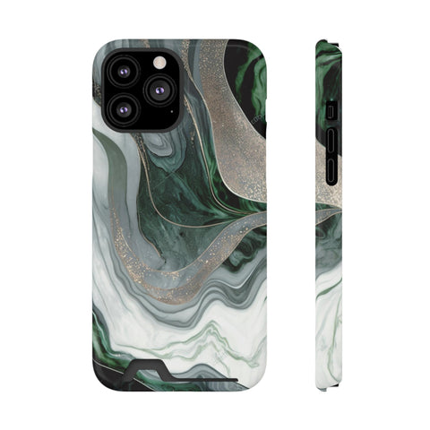 Green Marble - Card Holder Cases iPhone 13 Pro Max Glossy Without gift packaging - phone cases