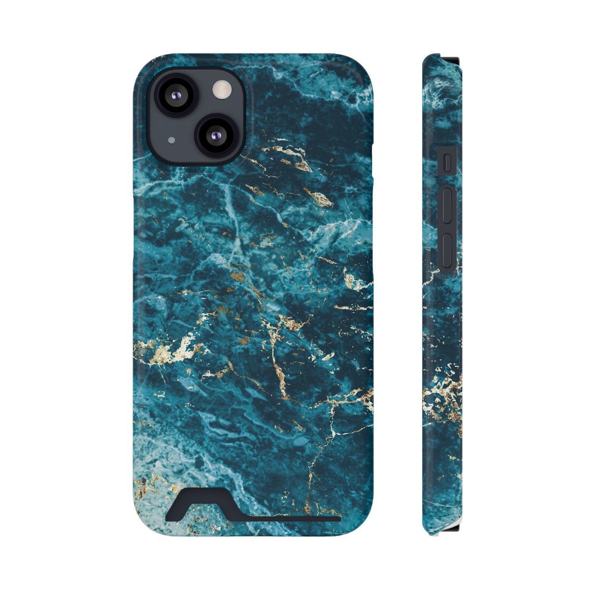 Liquid Blue marble - Card Holder Cases iPhone 13 Glossy Without gift packaging - phone cases