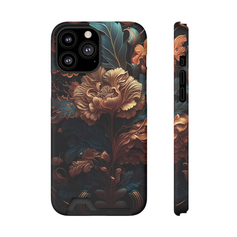 Dark floral - Card Holder Cases iPhone 13 Pro Max Matte Without gift packaging - phone cases