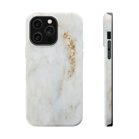 White Golden Marble - MagSafe Cases iPhone 14 Pro Max Glossy - phone cases