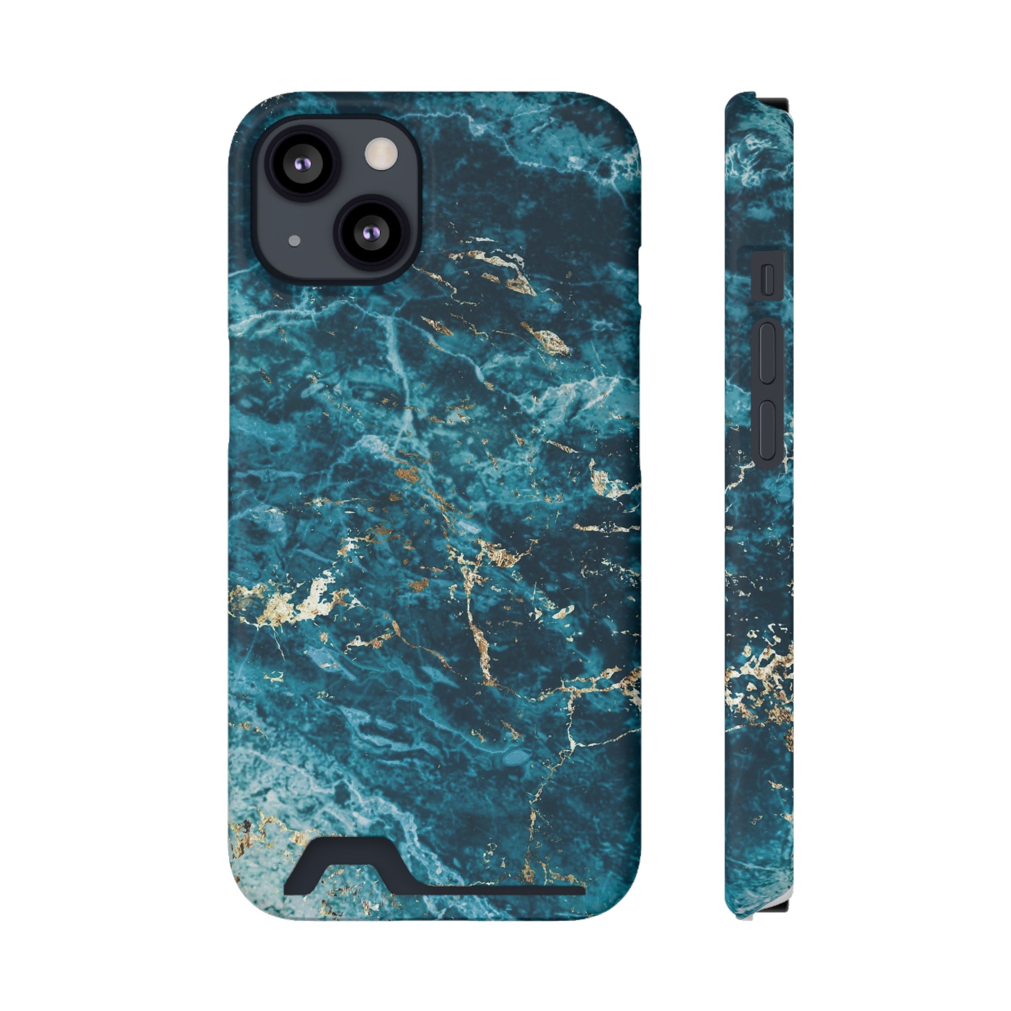 Liquid Blue marble - Card Holder Cases iPhone 13 Matte With gift packaging - phone cases