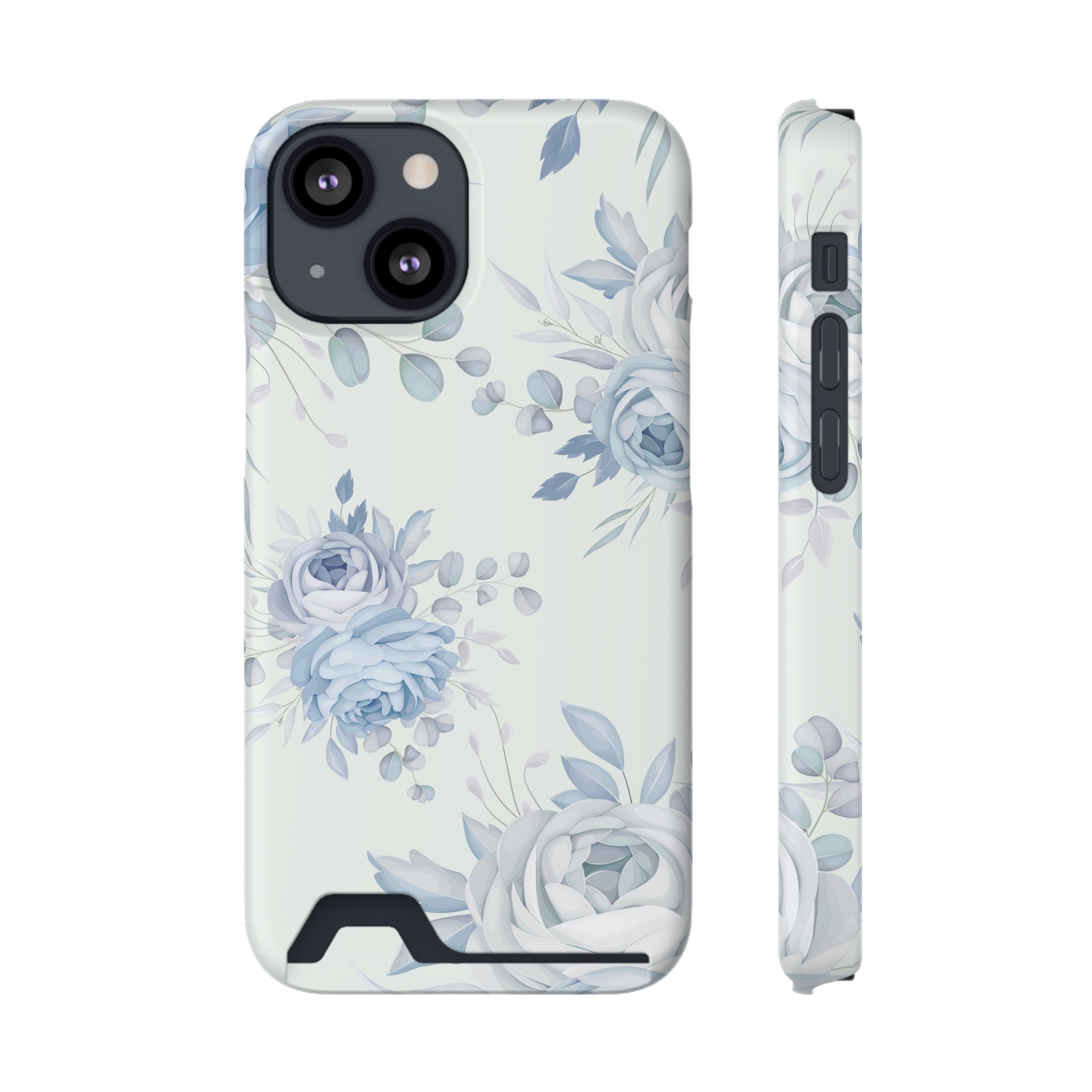 Classic Blue Floral - Card Holder Cases iPhone 13 Mini Matte Without gift packaging - phone cases