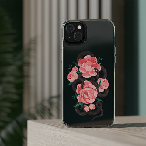 Snake with flowers - iPhone Clear Cases - phone cases