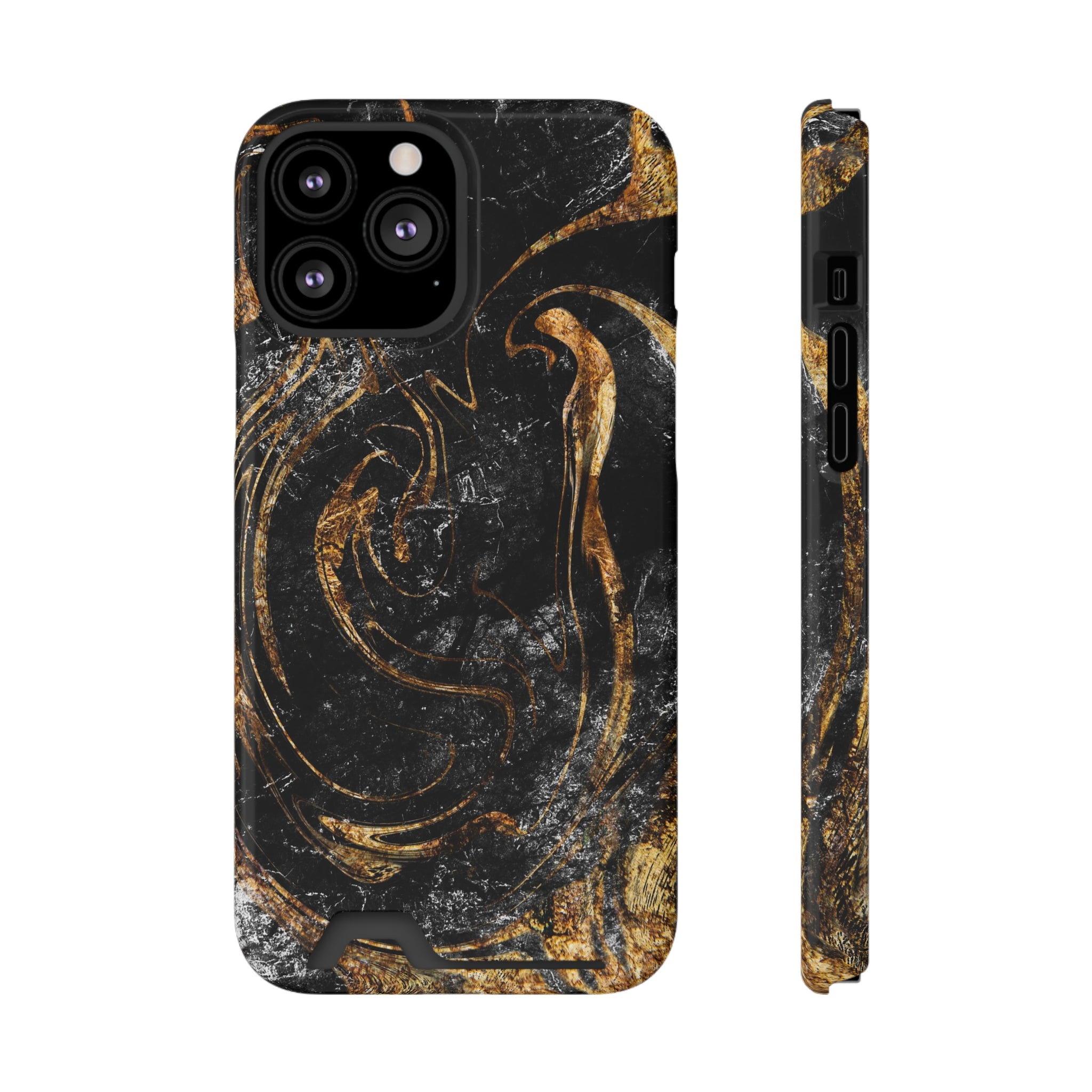 Golden Liquid Marble - Card Holder Cases iPhone 13 Pro Max Glossy Without gift packaging - phone cases