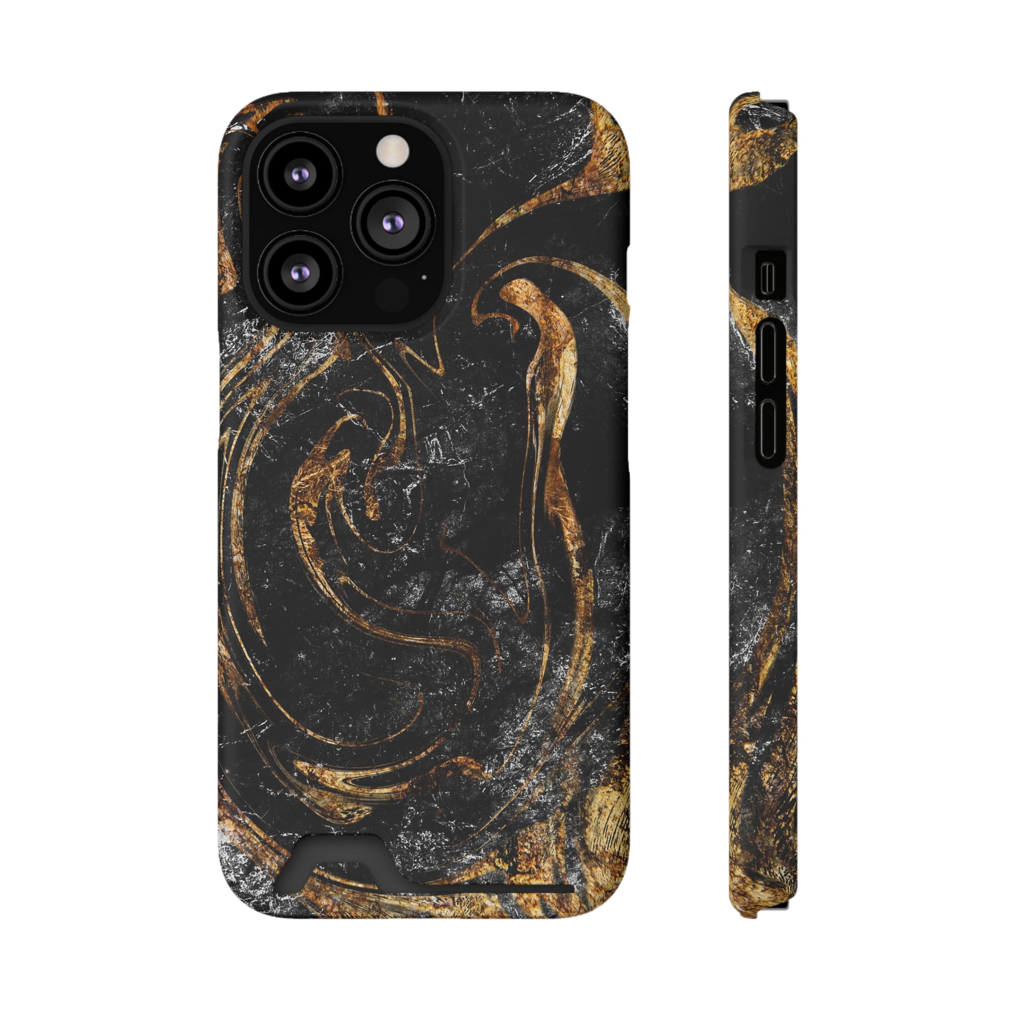 Golden Liquid Marble - Card Holder Cases iPhone 13 Pro Matte Without gift packaging - phone cases