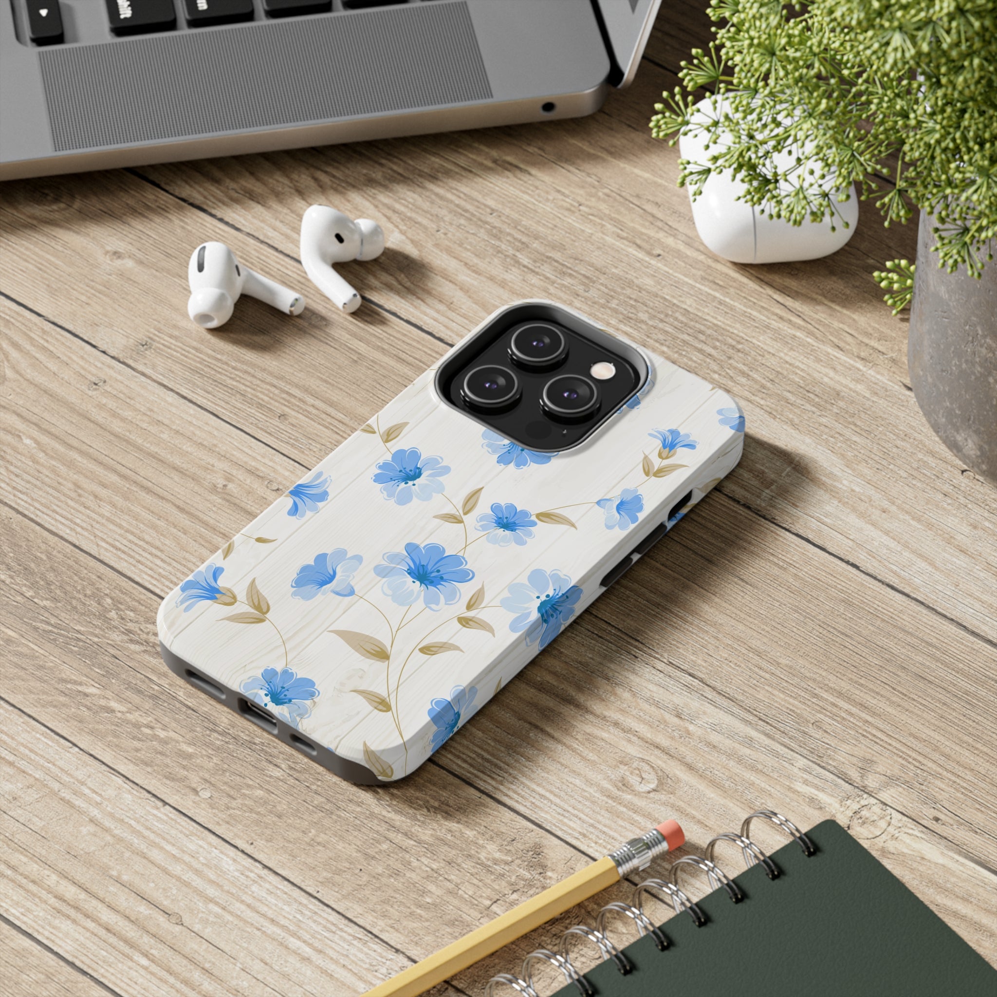 Blue Floral - iPhone Tough Cases - phone cases