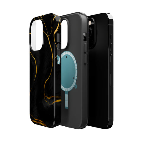 Black Cheetah Golden Marble - MagSafe Cases - phone cases