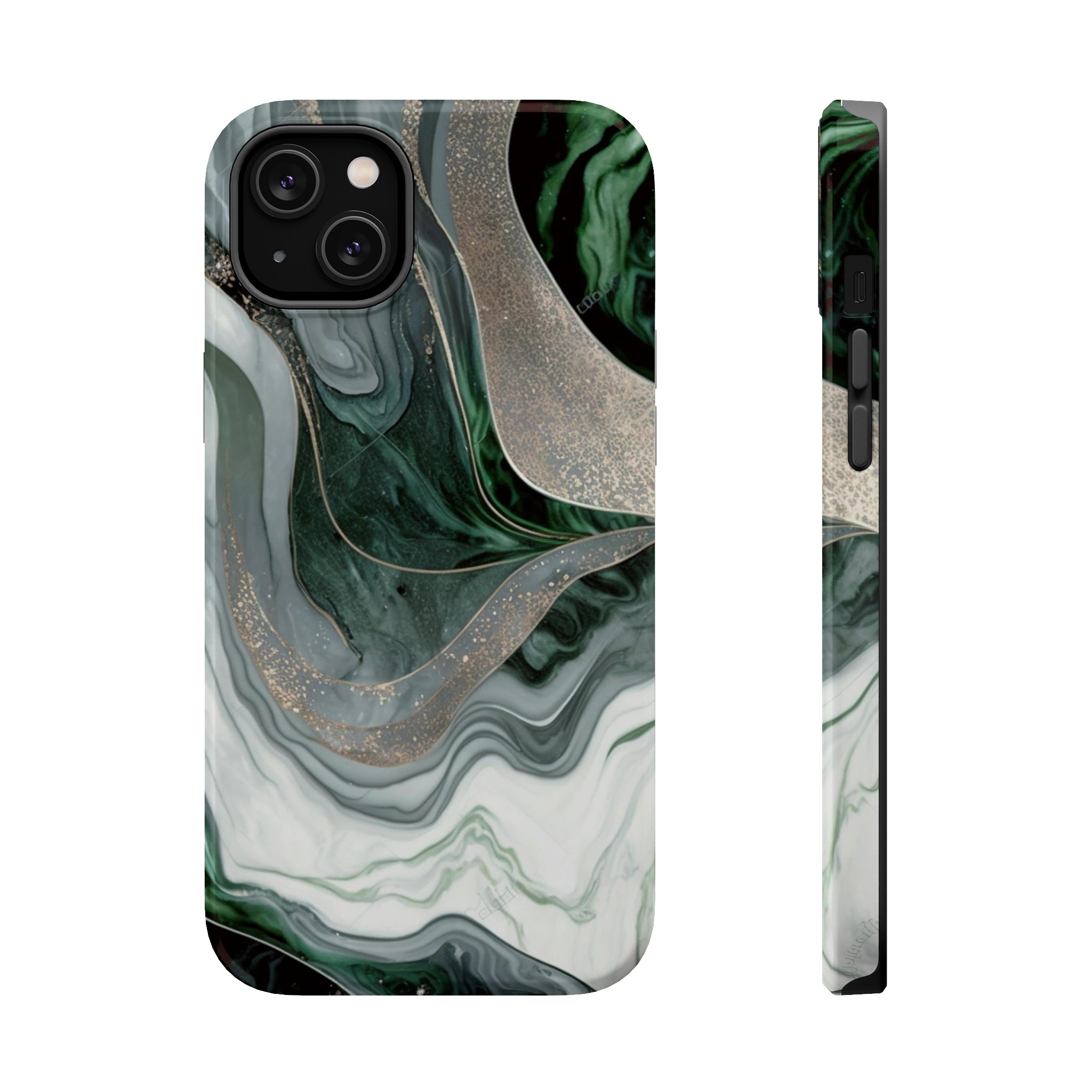 Green Marble - MagSafe Cases iPhone 14 Plus Glossy - phone cases